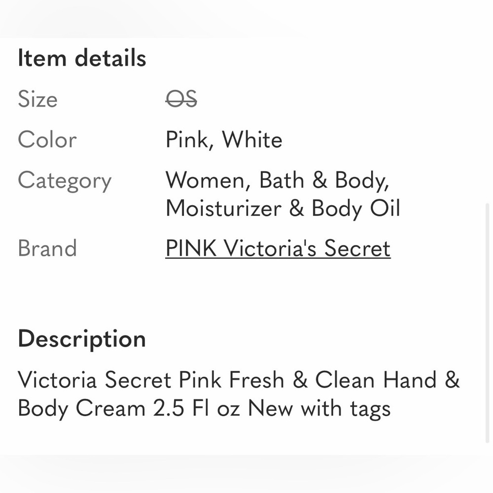 Victoria's Secret PINK Fresh & Clean Hand & Body Cream - Vibrant Pink - Picture 2 of 3